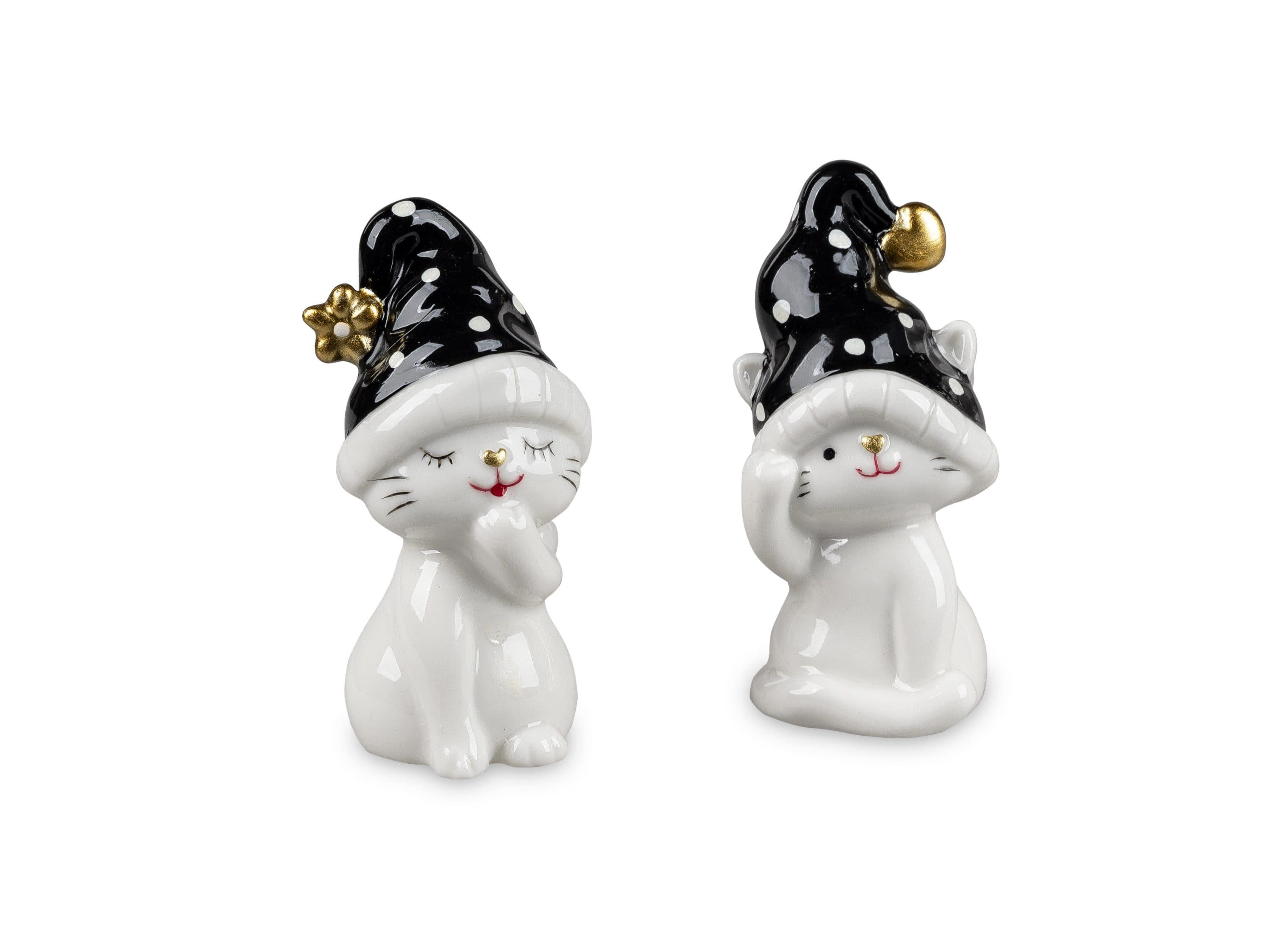 formano Weihnachtskatzen 2er-Set Schwarz & Weiß 8 cm Porzellan