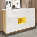 Merax Sideboard Hochglanz Weiß Holzoptik LED-Beleuchtung Bild 2