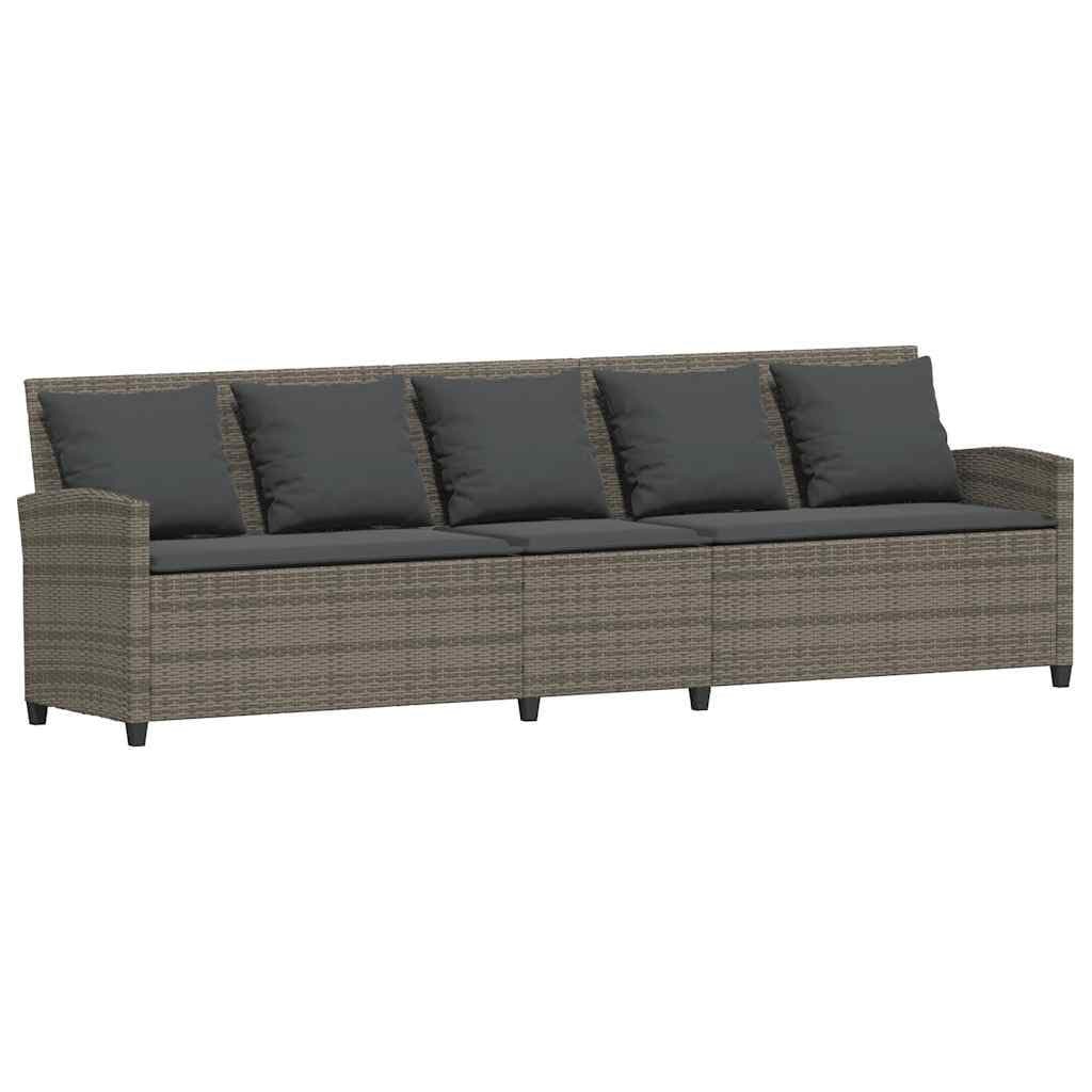 vidaXL Gartenlounge-Set 5-Sitzer Grau Poly Rattan mit Kissen - Bild 2