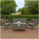 HTI-Living Garten-Essgruppe Grau 4-teilig mit Glasplatte Bild 2