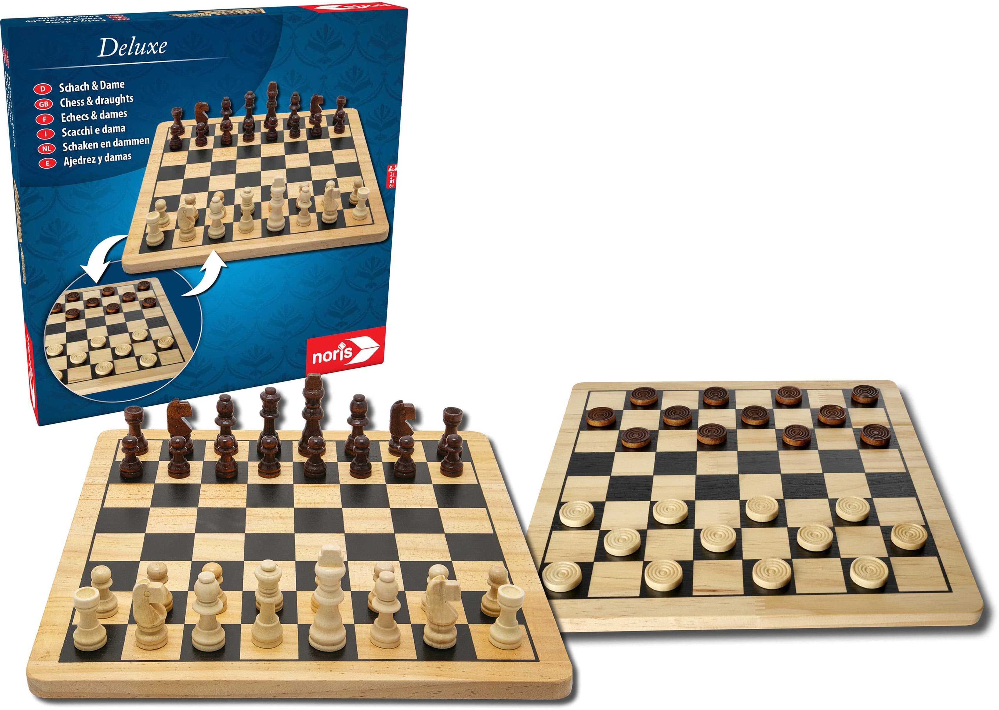 NORIS Deluxe Holz Schach & Dame Set Braun - Bild 2