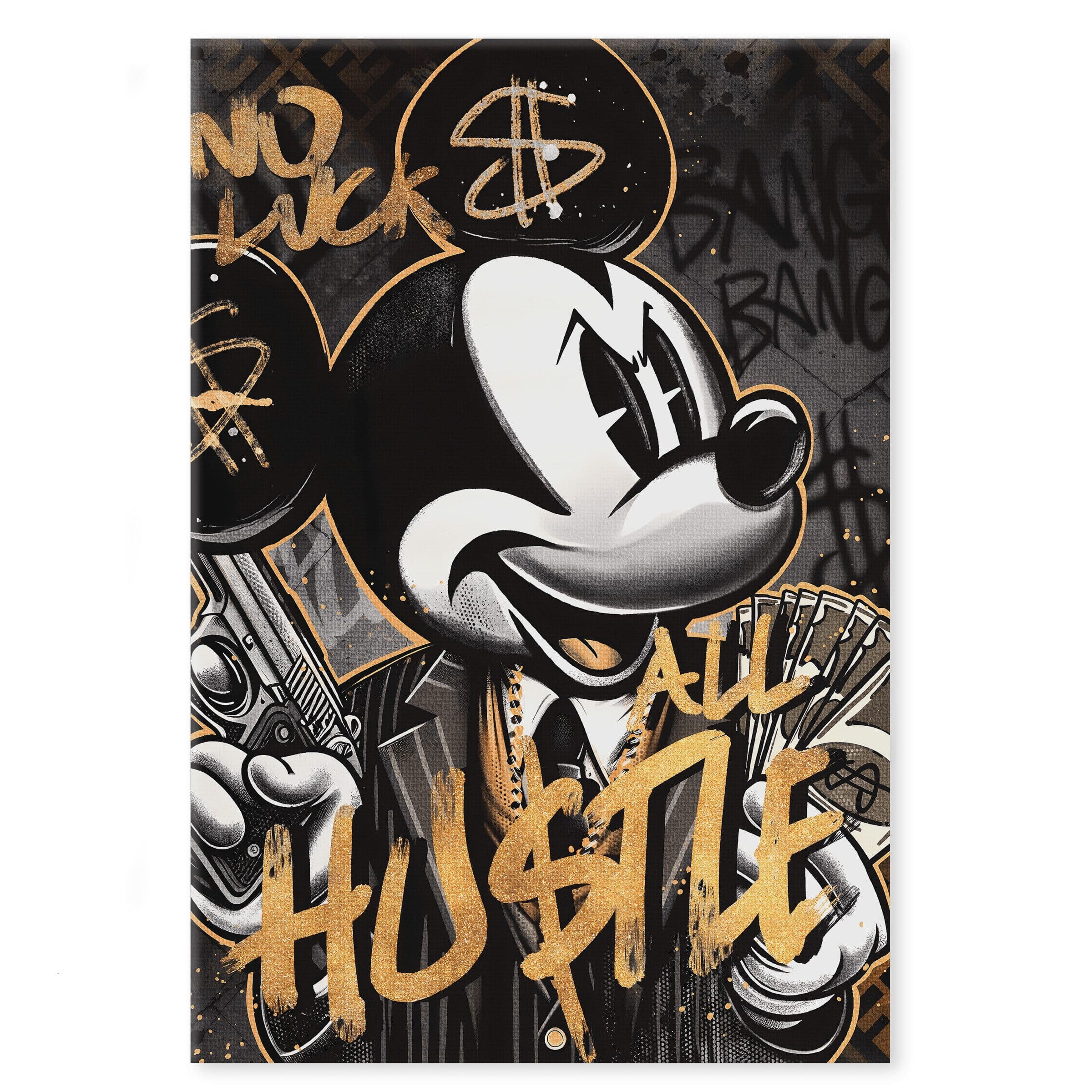 SimpleCanvas Wandbild All Hustle Mickey Pop Art Schwarz Leinwandbild - Bild 2