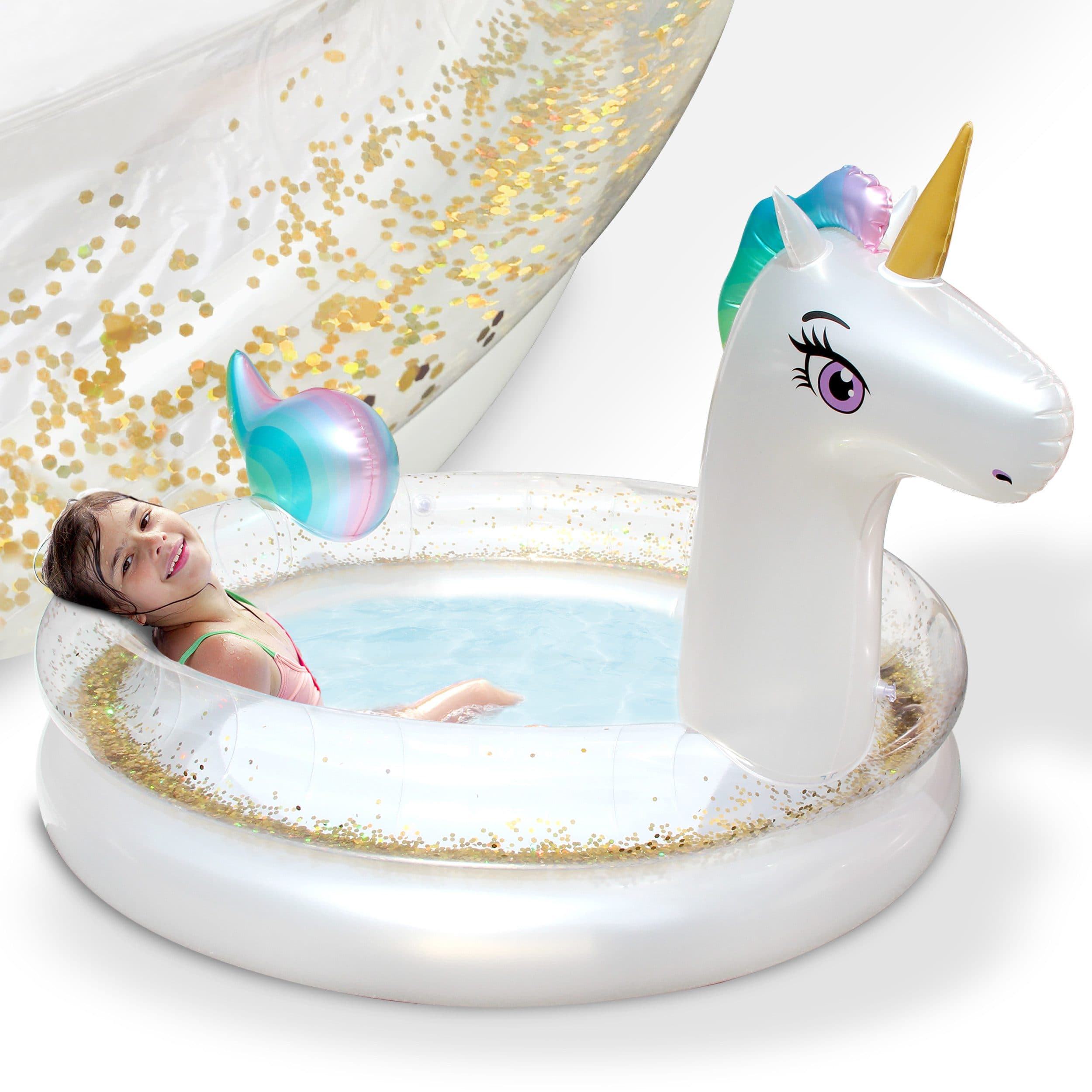 Onbest Aufblasbares Planschbecken Einhorn mit Glitzer & Flickset - Bild 2