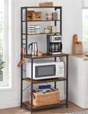 VASAGLE Standregal Küchenregal 6 Haken 40x60x167 cm Schwarz Graubraun Metall Holzwerkstoff Bild 2