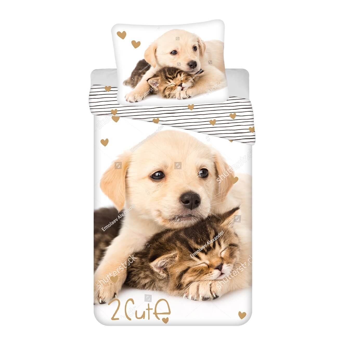 Jerry Fabrics Bettwäsche Golden Retriever Hund & Katze Wende-Bettwäsche-Set 135x200 80x80 Baumwolle - Bild 2