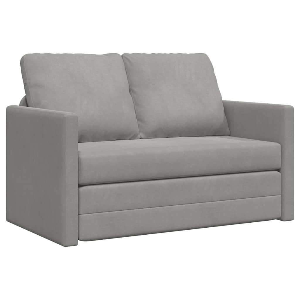 vidaXL Bodensofa mit Schlaffunktion Hellgrau Samt - Bild 2