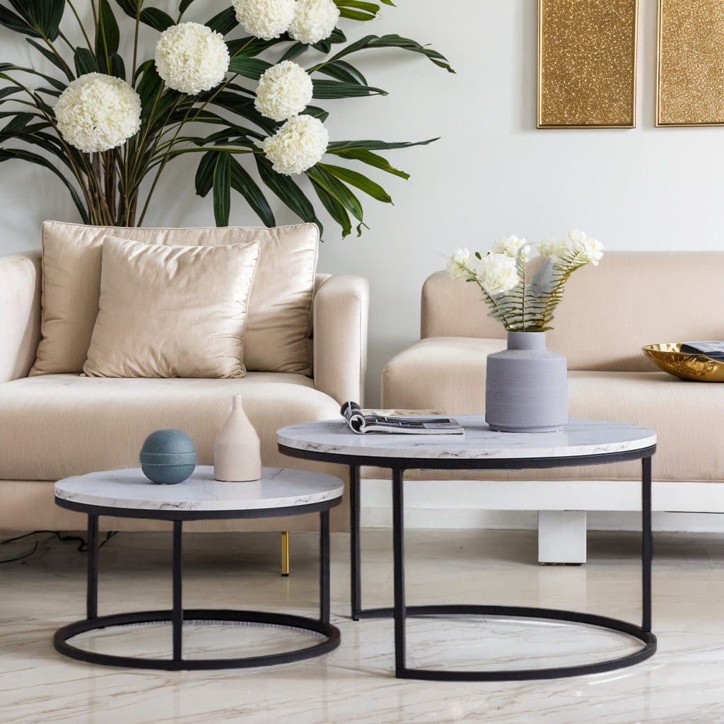 PXloue Couchtisch Satztisch Stapelbar Schwarz Modern - Bild 2
