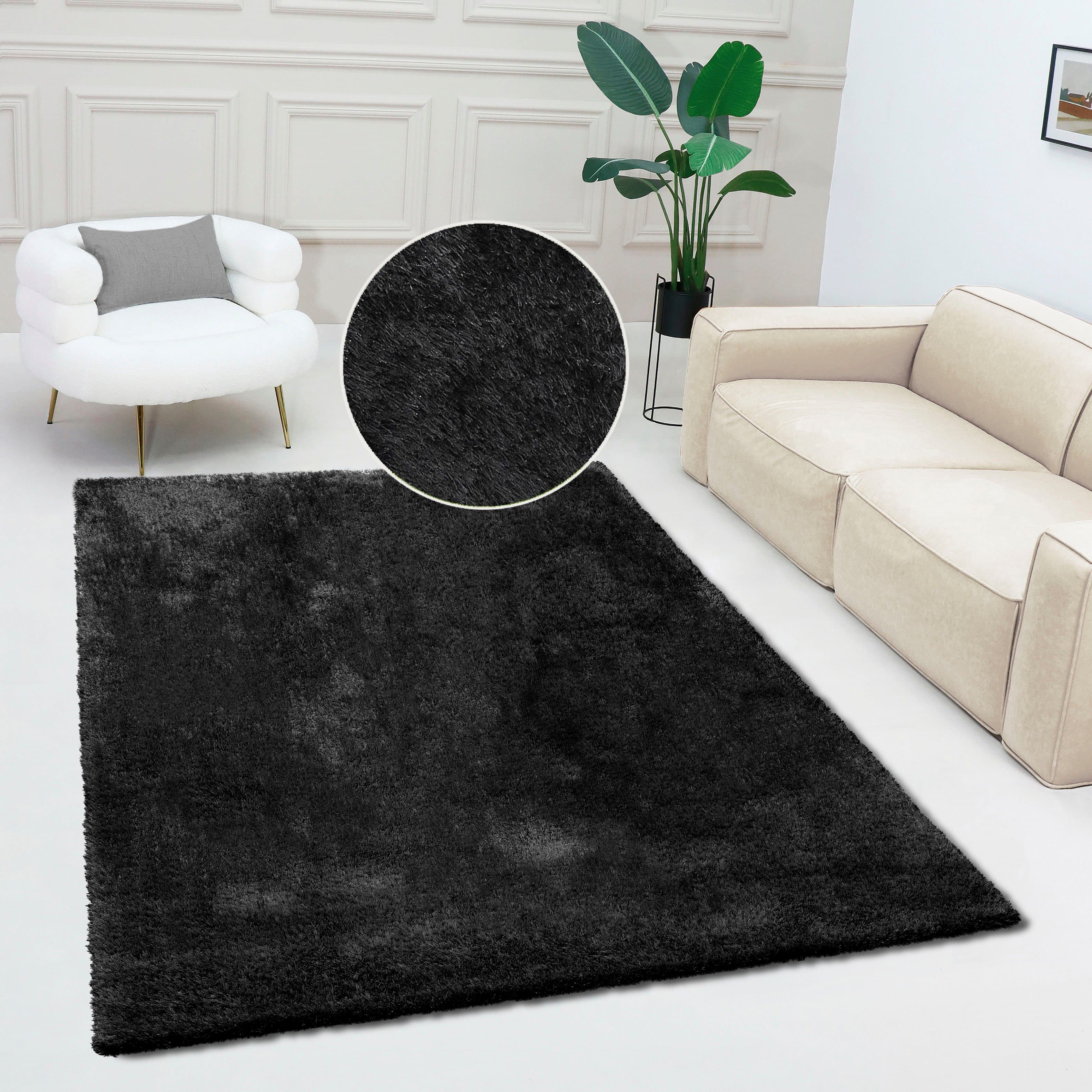 Bruno Banani Teppich Dana Schwarz Uni 240x320cm Shaggy - Bild 2
