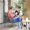 Outsunny Gartensofa 2-Sitzer Rattan Grau Bild 2