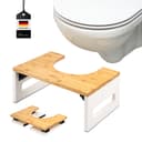eluno Fußhocker Toilettenhocker Bambus Weiß Zusammenklappbar Bild 2