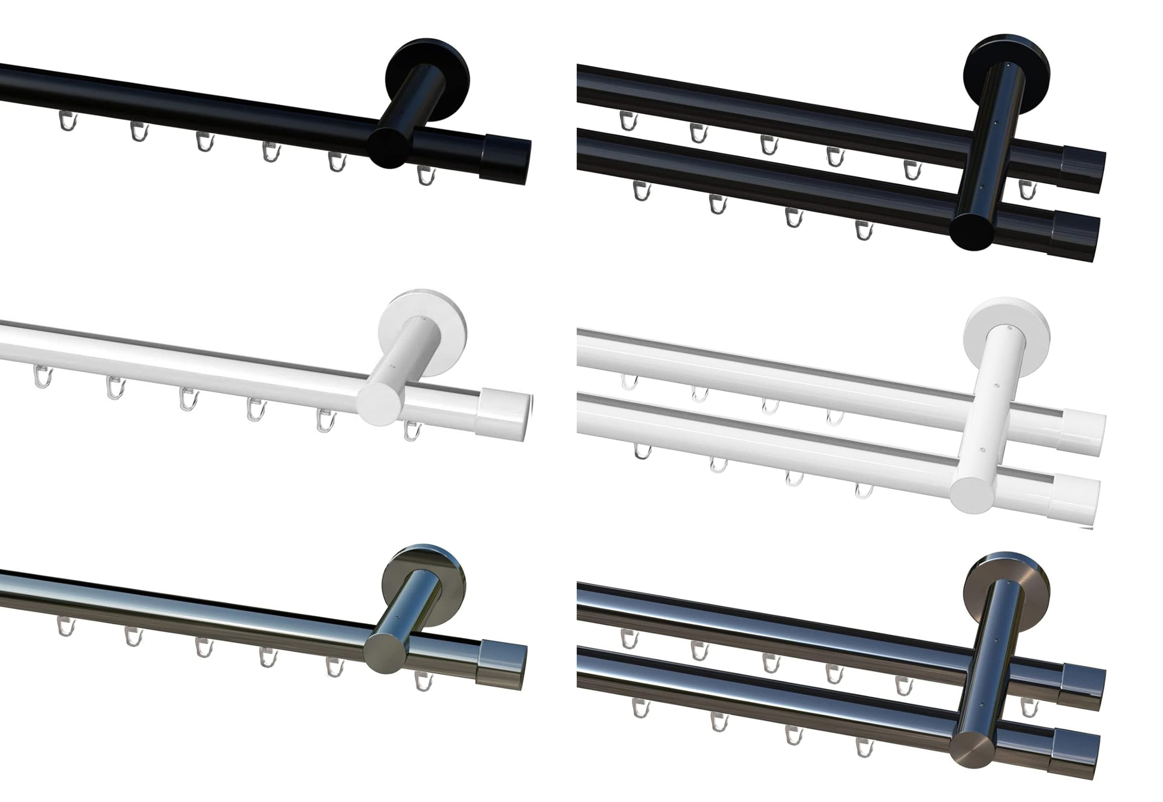 Garduna Gardinenstange Ø 20mm Innenlauf Komplettset inkl. X-Gleiter in Profilfarbe, 2-läufig, kürzbar, Metall - Bild 2