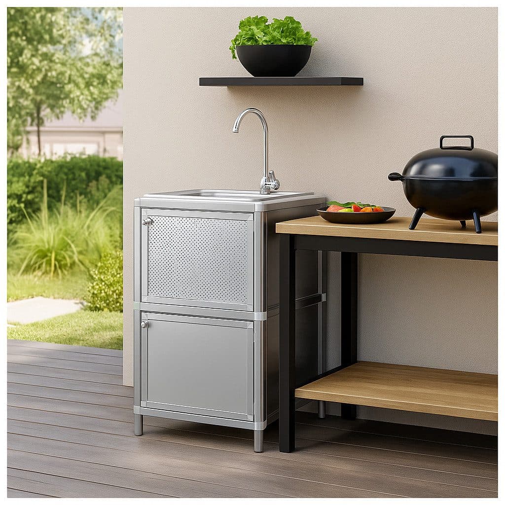 HTI-Living Outdoor-Küchenspüle mit Unterschrank Silber - Bild 2