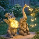 GLOBO LIGHTING LED Dekofigur 2er Set Drache Elefant Solarleuchte Grau Bild 2