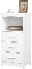 EUGAD Badkommode 1 St. Badezimmerschrank mit 3 Schubladen 1 offenem Fach Weiß Bild 2