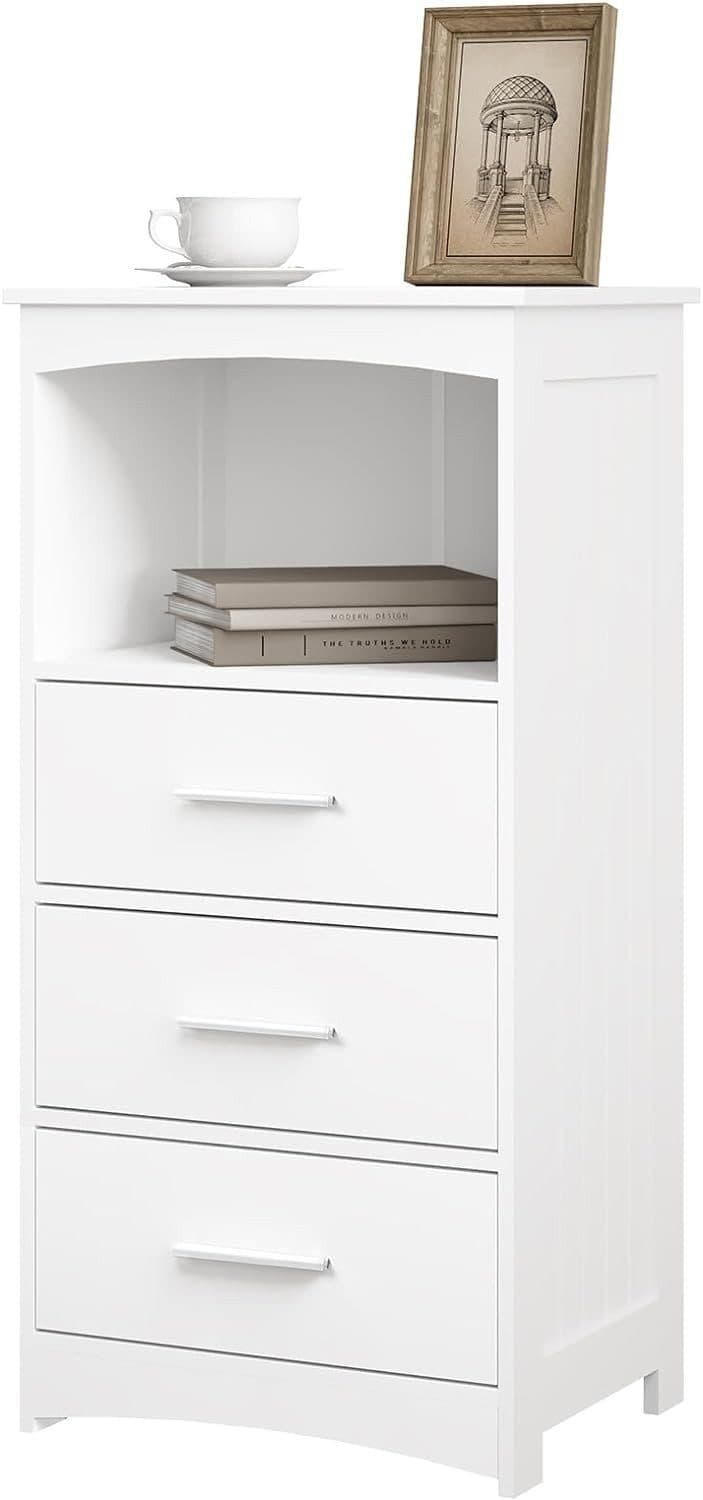 EUGAD Badkommode 1 St. Badezimmerschrank mit 3 Schubladen 1 offenem Fach Weiß - Bild 2