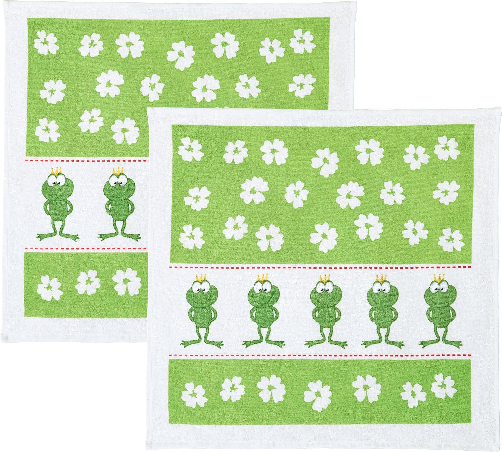 Kracht Geschirrtuch Frottier 2er-Pack Baumwolle Grün Frosch-Motiv - Bild 2