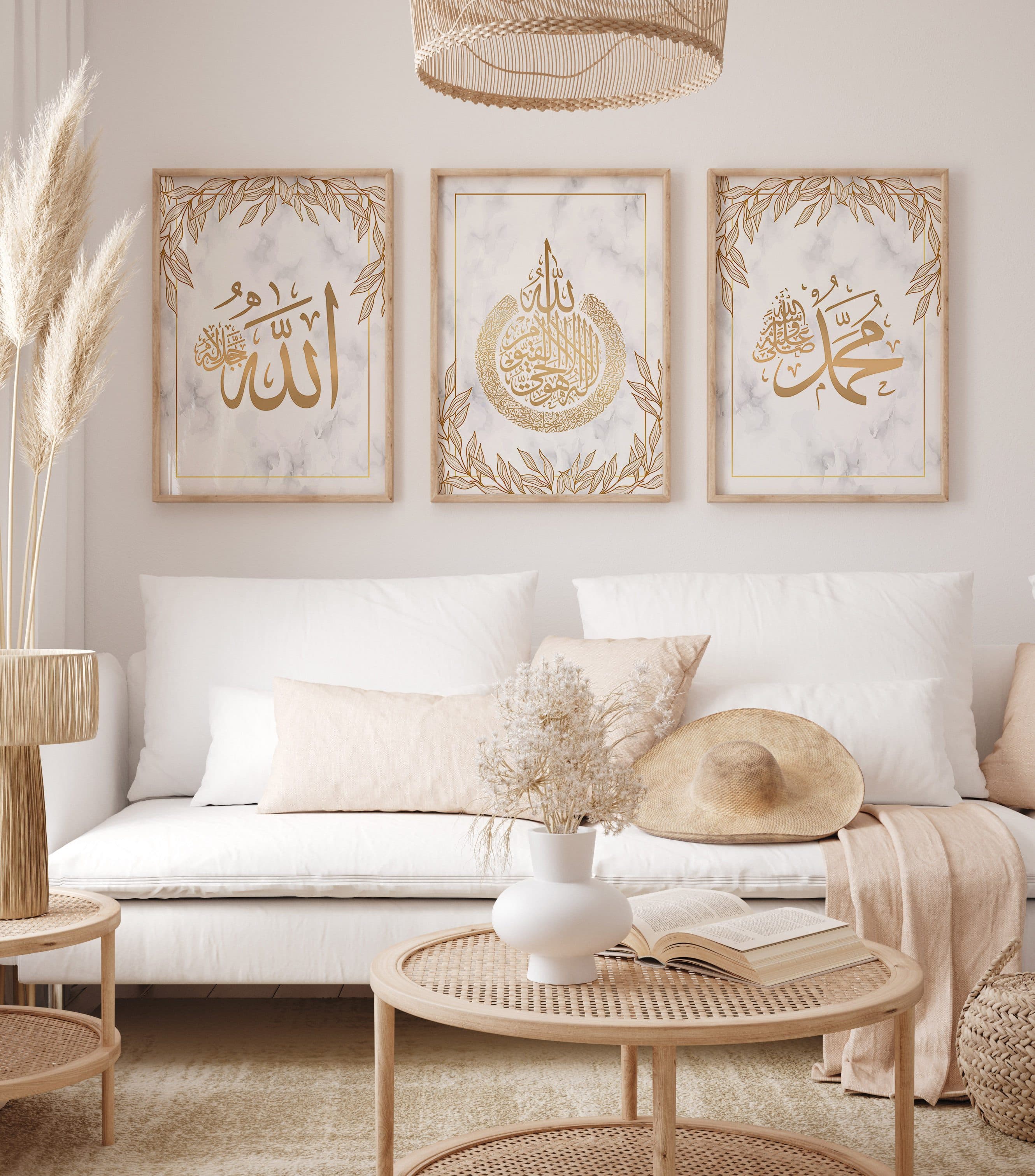 WANDKIND Poster Allah & Muhammad Set Premium IP719, Islamische Poster Gold/Weiß - Bild 2