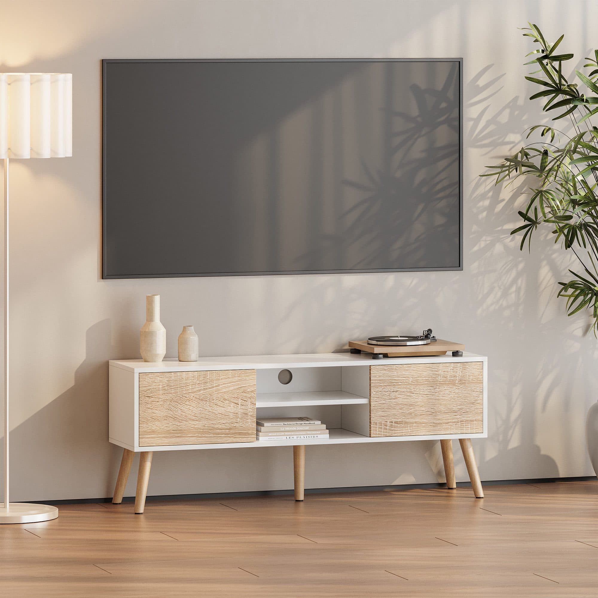 en.casa Fernsehtisch Eskilstuna Weiß/Eiche - Bild 2
