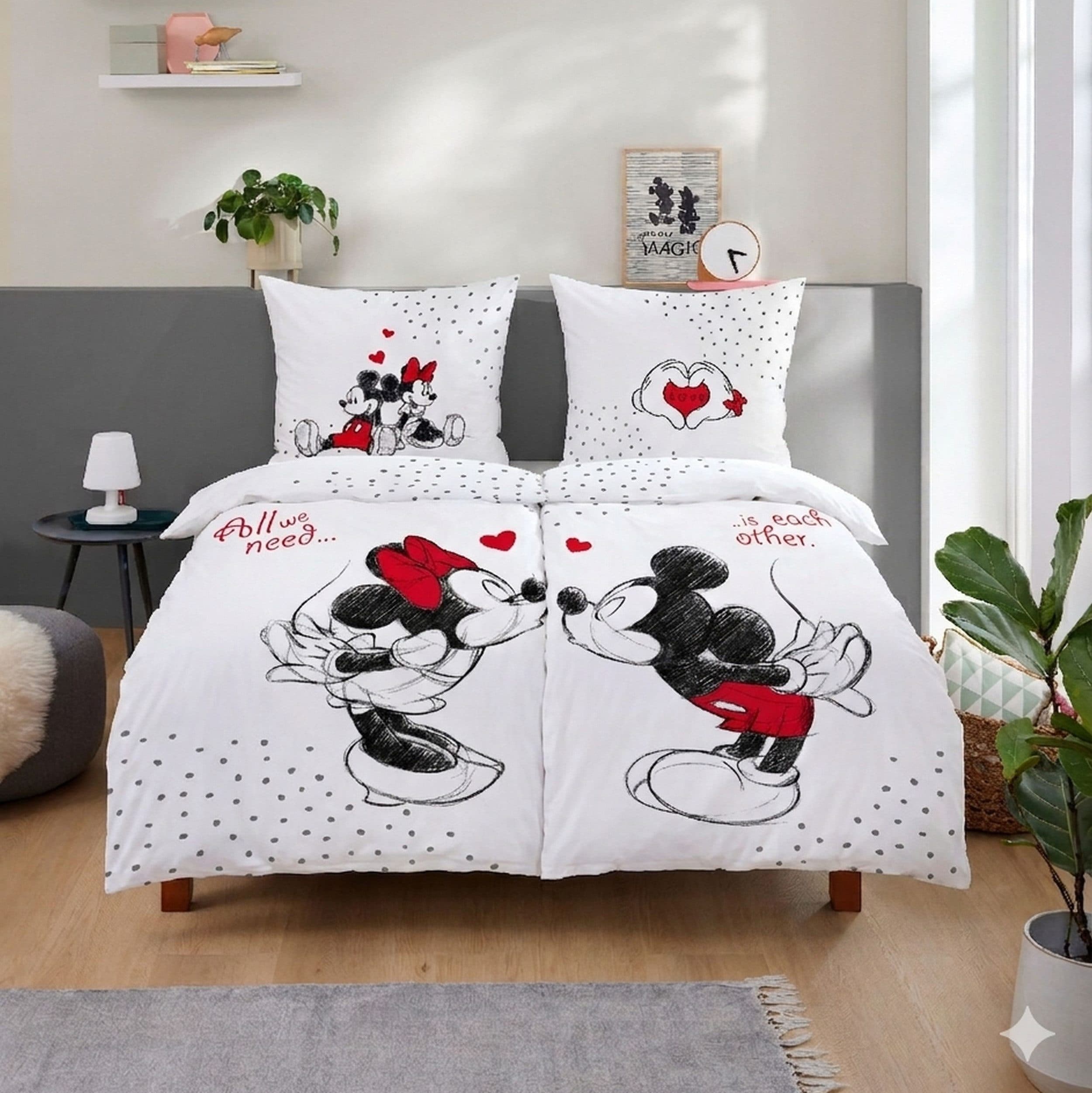 Familando Partnerbettwäsche Mickey & Minnie Mouse 4-teilig Baumwolle - Bild 2