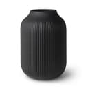flature Dekovase mit Rillen - wasserdichte Keramik Vase in Matt Schwarz Bild 2