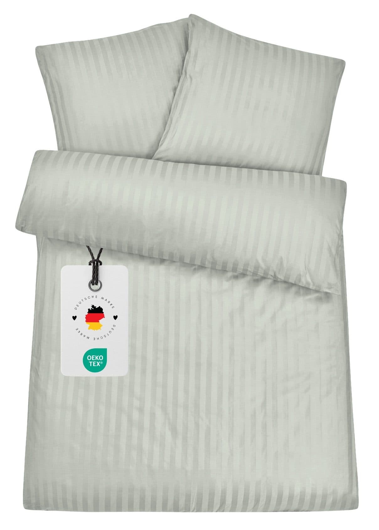 Carpe Sonno Damast Bettwäsche Set Silber 100% Baumwolle - Bild 2