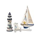 Flanacom Badaccessoires-Set Maritime Deko Holz 3er-Set Blau Bild 2