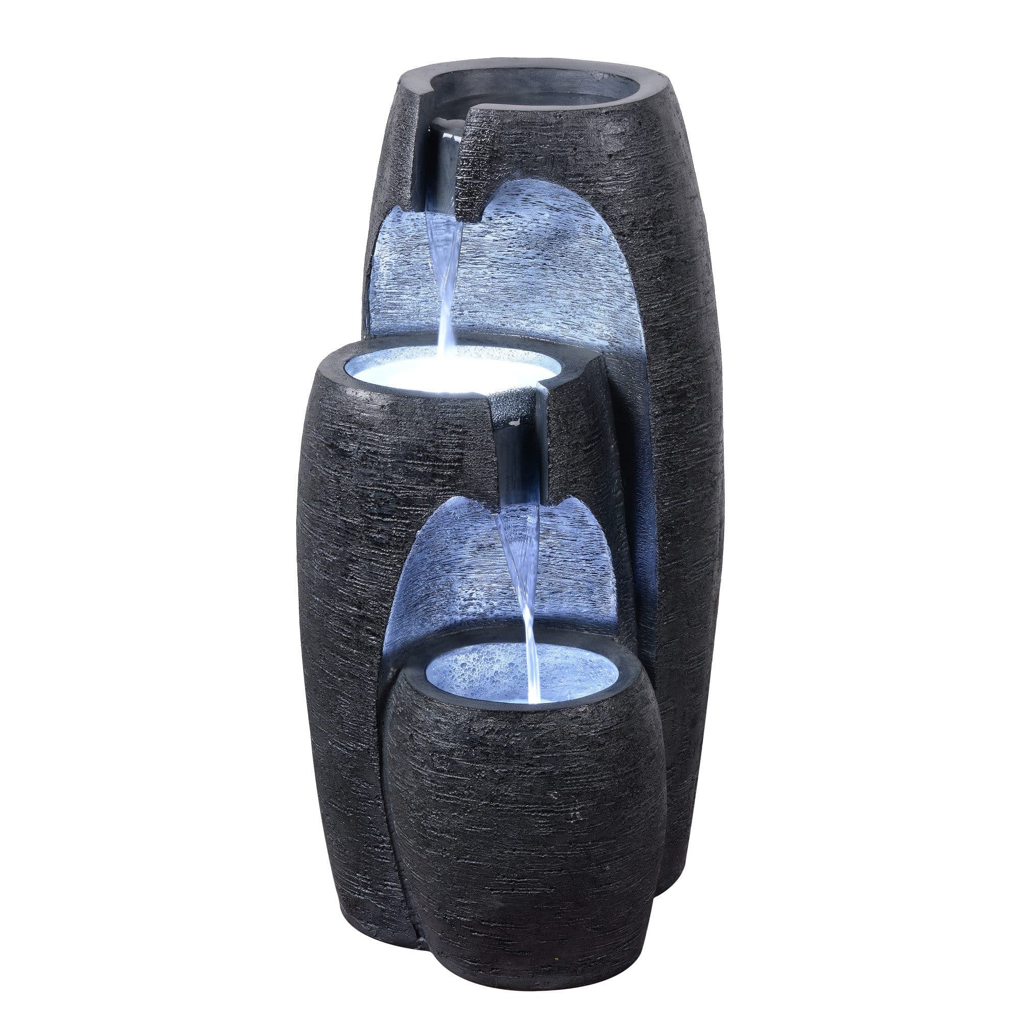 Teamson Home 3-stufiger Gartenbrunnen mit LED Schwarz Polyresin - Bild 2