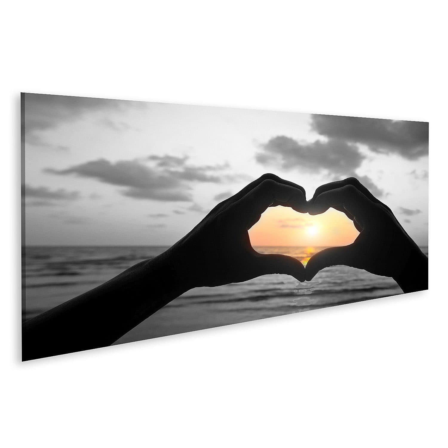 islandburner Leinwandbild Liebe Positiv Herz Hände Paar Strand Panorama - Bild 2