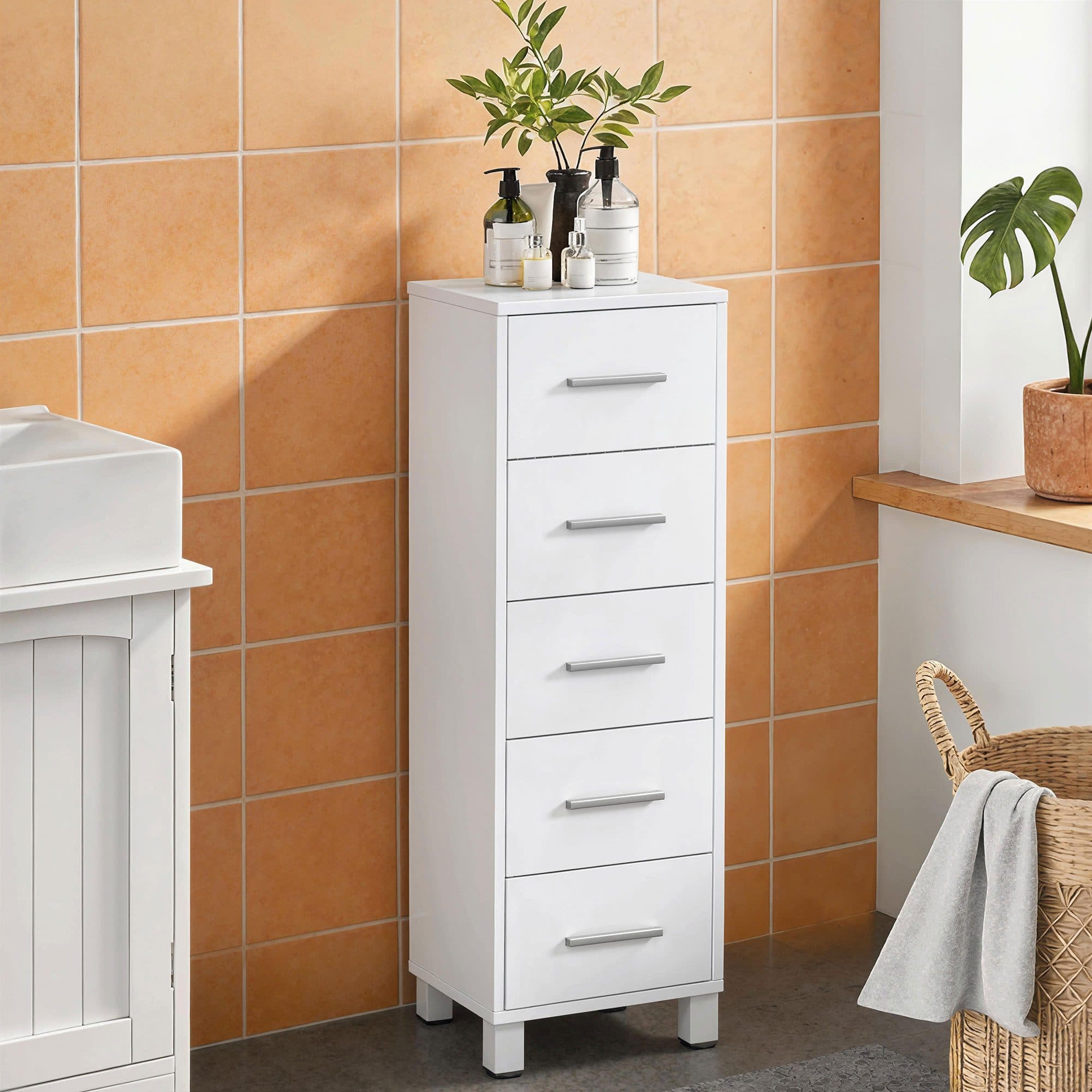 HOMCOM Badkommode Badschrank Weiß - Bild 2