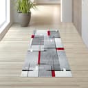 TeppichHome24 Moderner Teppich Geometrisch Grau Weiß Rot Bild 2
