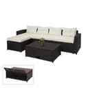 MCW Poly-Rattan Garnitur MCW-J34 4-tlg. Braunes Garten-Set mit Staufach Bild 2
