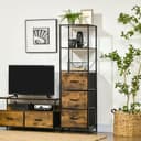 HOMCOM Kommode Sideboard 3 Schubladen Rustikalbraun Industrial Design Bild 2