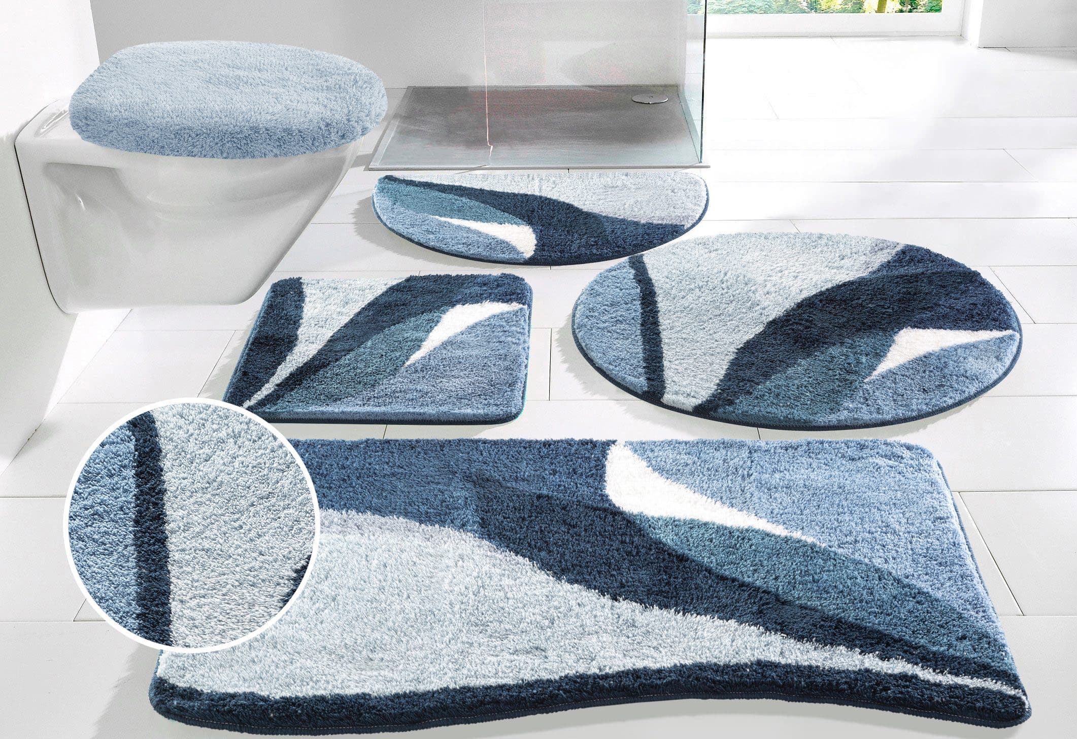my home Badematte Magnus Badvorleger Badezimmer Teppich Wellen-Motiv - Bild 2