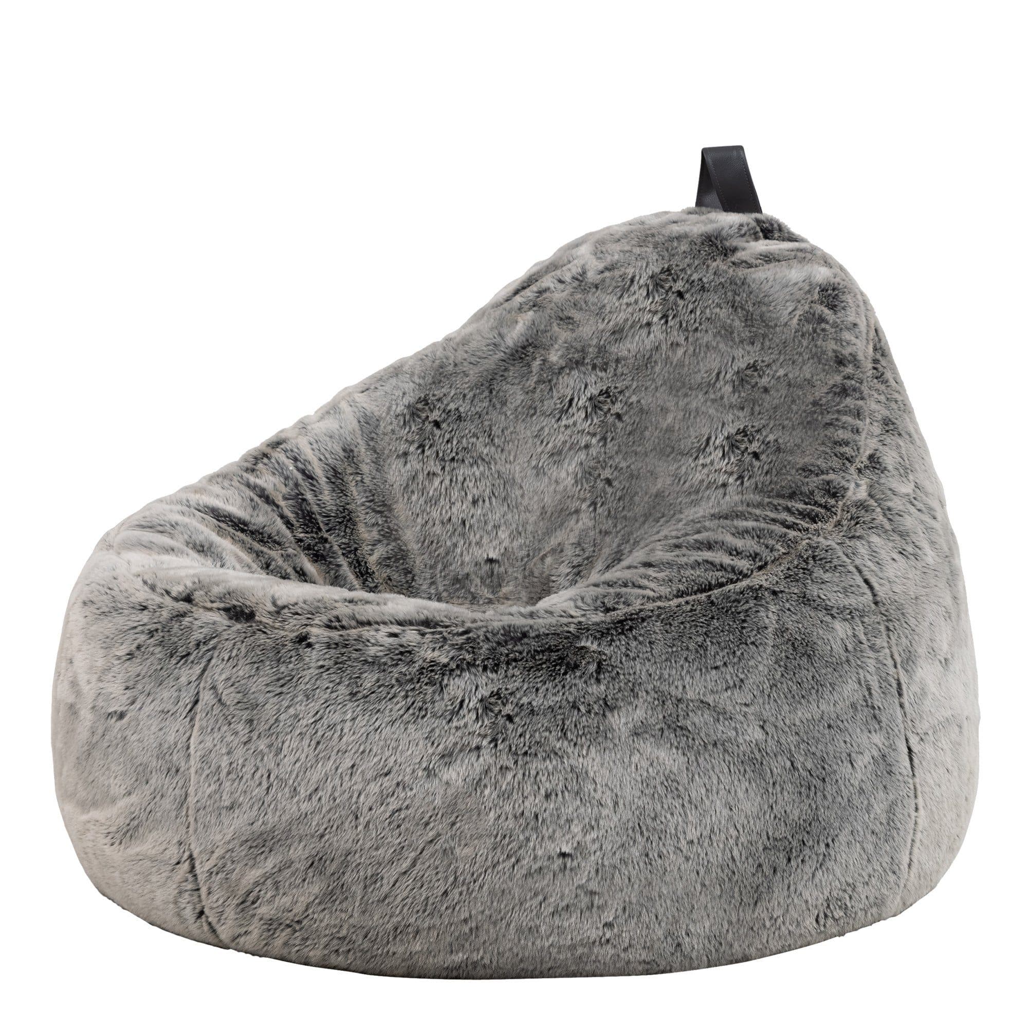 icon Sitzsack Sessel Kunstfell Flauschig Kokon Grau - Bild 2
