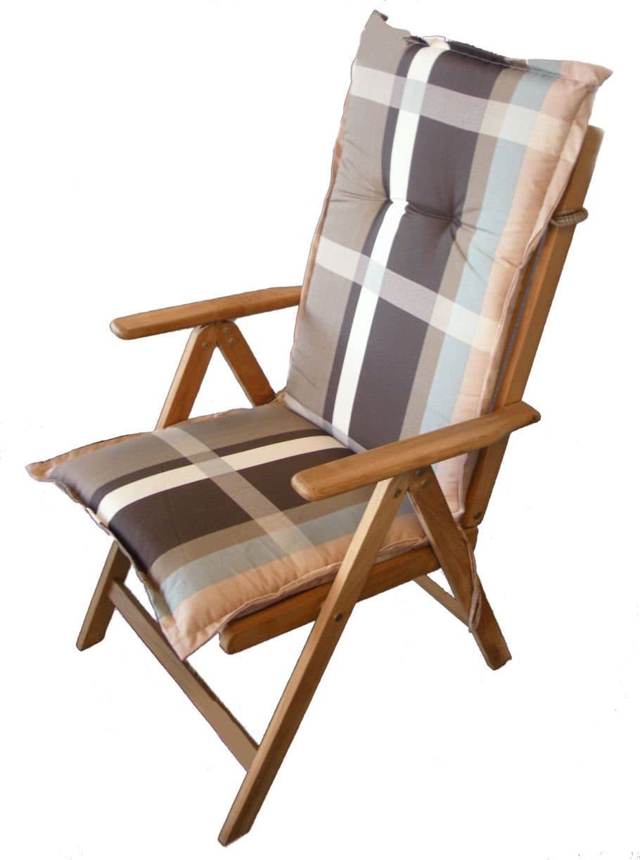 Spetebo Hochlehnerauflage Burgas Karo-Muster Braun/Creme Universal