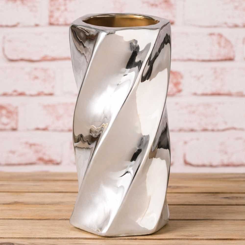 AltoBelli Vase LOUISA Silber Keramik Dekovase - Bild 2