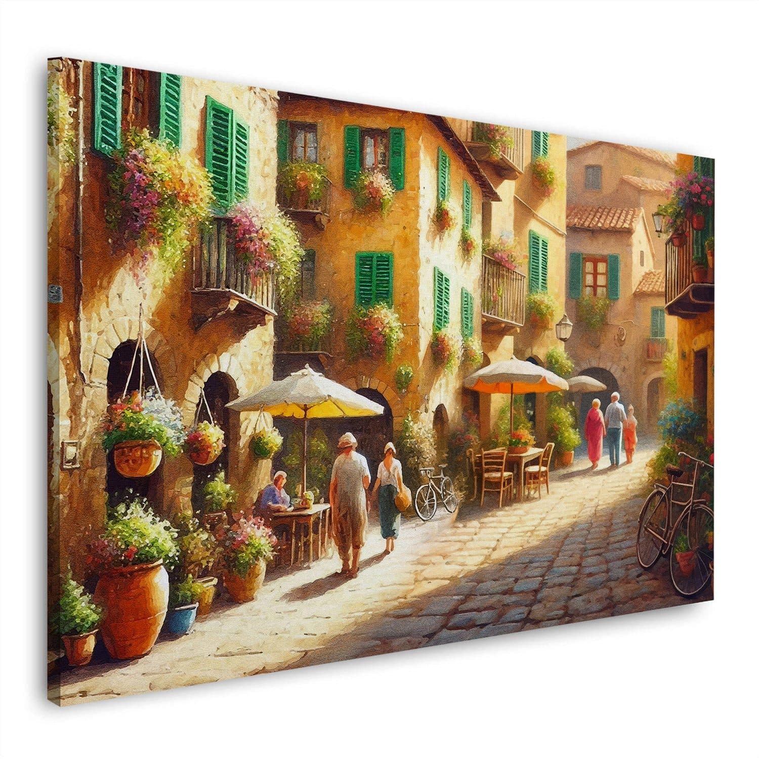Artedinoi Leinwandbild Italien Toskana malerische Gasse mit Blumen und Café XL - Bild 2