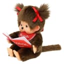 Monchhichi Plüschfigur Mädchen mit Buch 20 cm Original rotes Lätzchen Bild 2