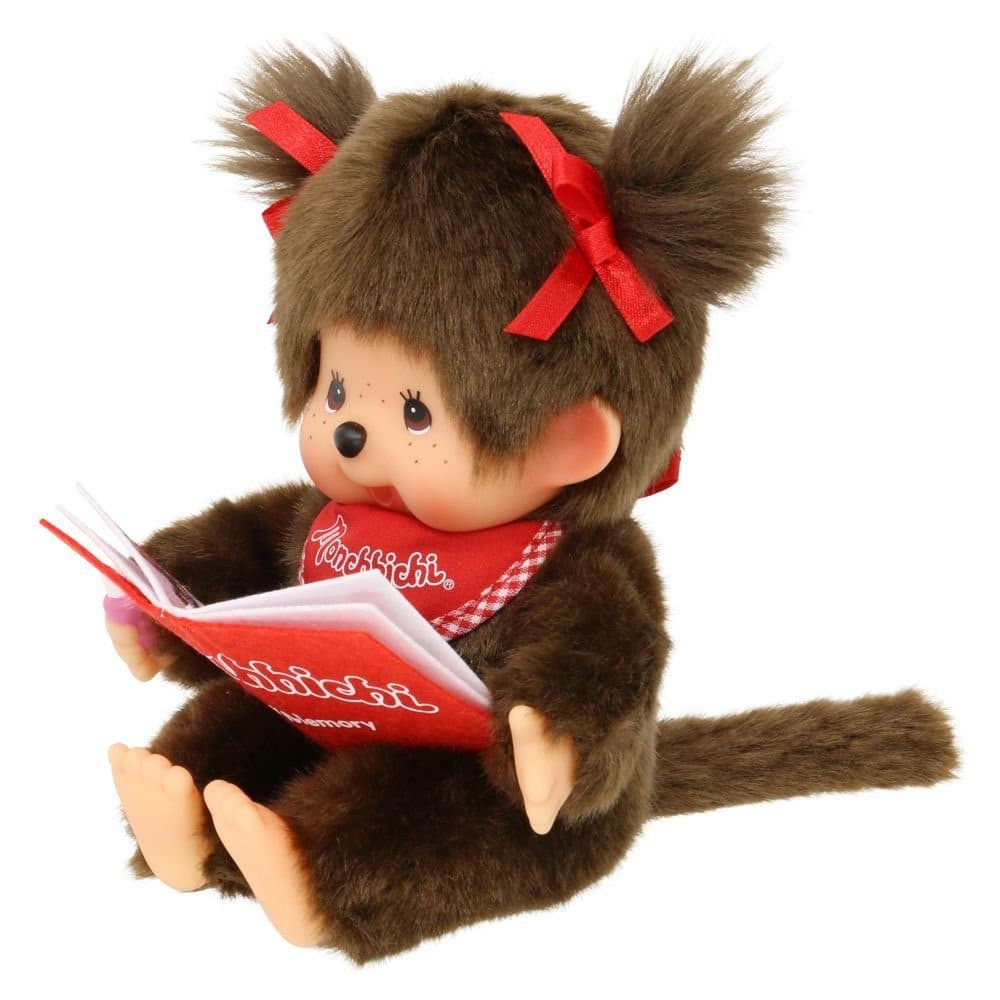 Monchhichi Plüschfigur Mädchen mit Buch 20 cm Original rotes Lätzchen - Bild 2