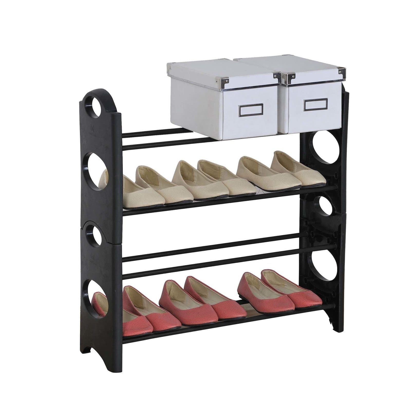 HTI-Line Schuhregal Lena 4 Schwarz 4 Ebenen Multifunktional