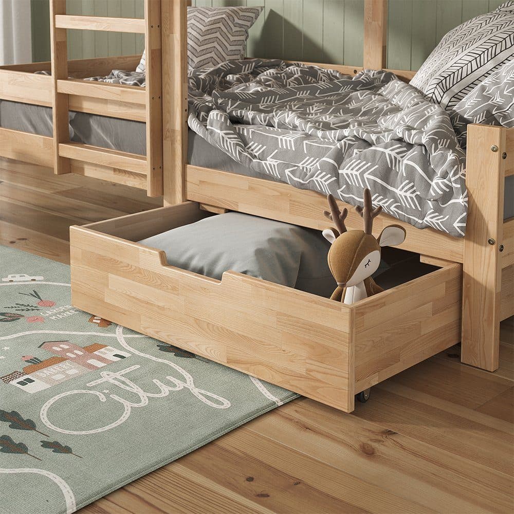 VitaliSpa Bettschubladen-Rollschublade Teddy Naturholz Buche - Bild 2