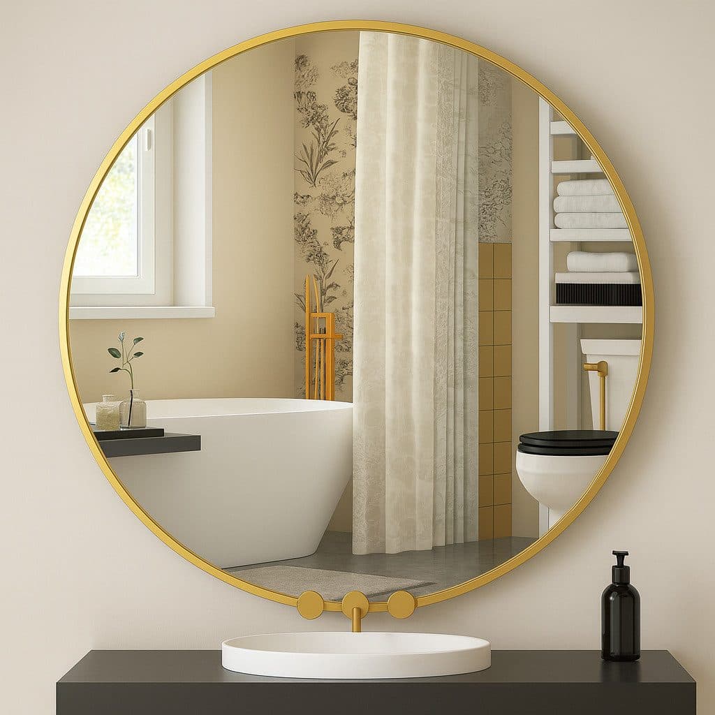 JOULISE Wandspiegel Rund Gold Aluminiumrahmen Modern - Bild 2