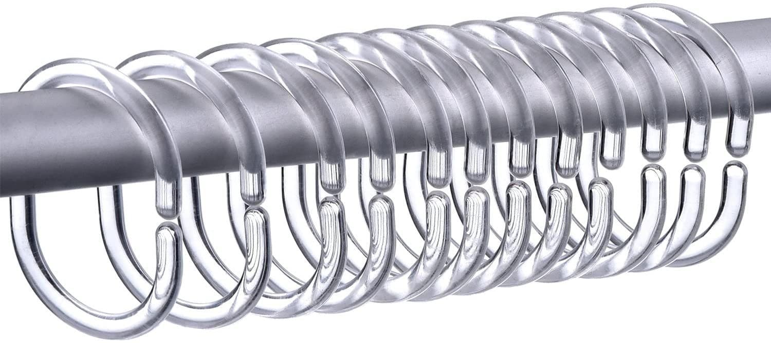 Clever-Kauf-24 Duschvorhangringe 12er Set Transparent Kunststoff