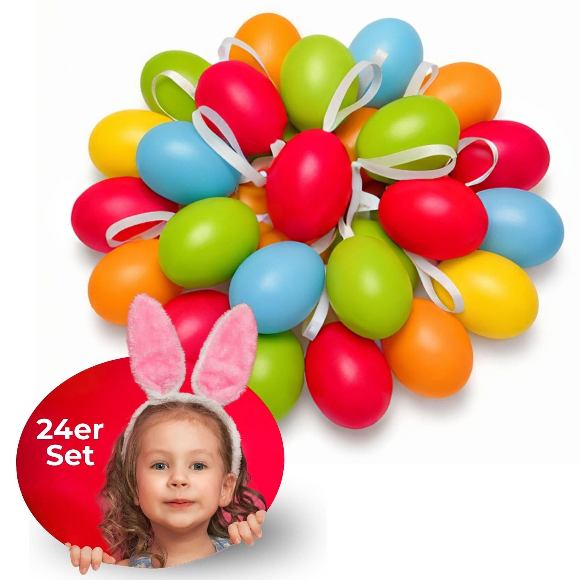 Bada Bing Osterei Deko Set 24tlg. 6cm Bunt Pastellfarben mit Aufhänger - Bild 2