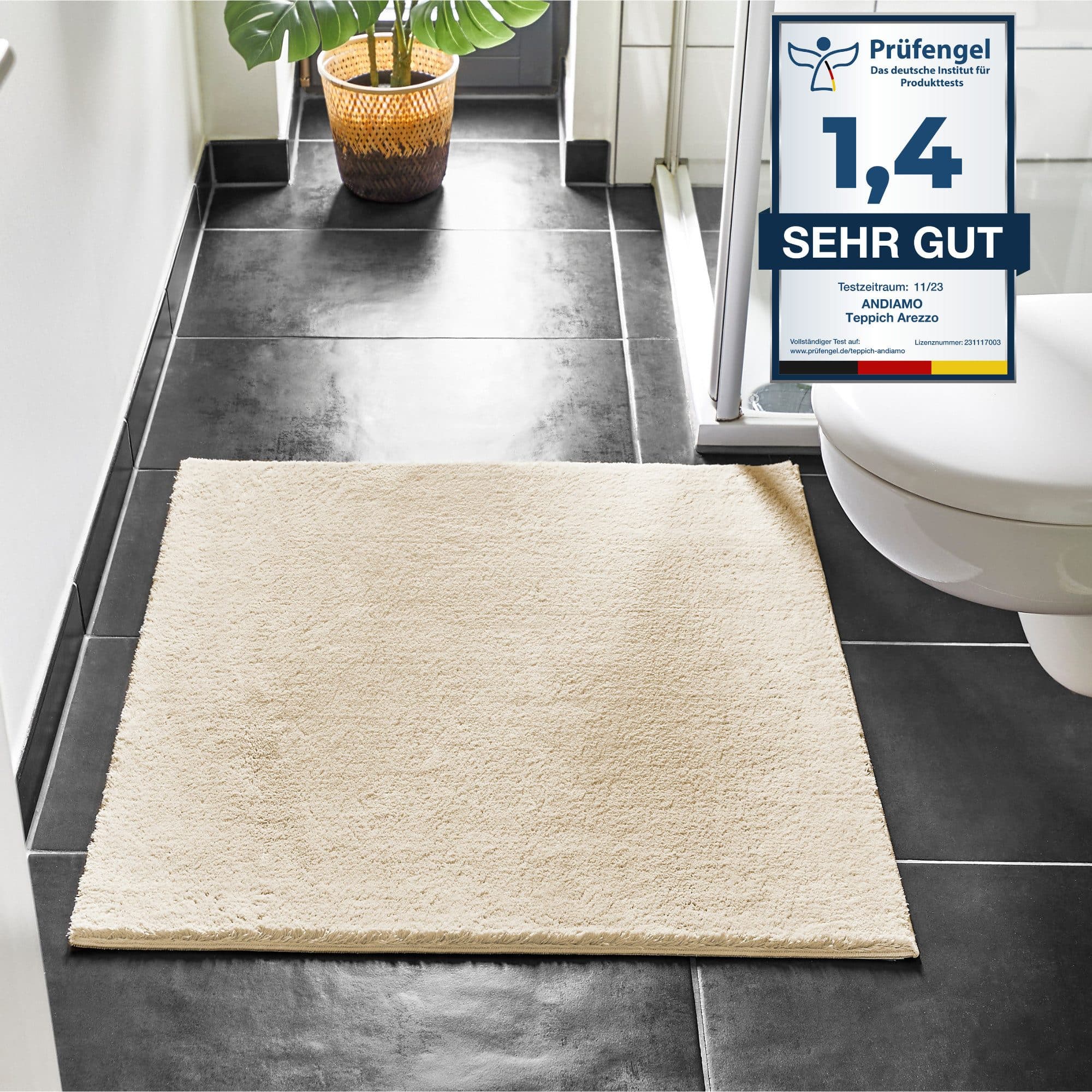 Andiamo Badematte Arezzo Beige Rutschhemmend Polyester - Bild 2