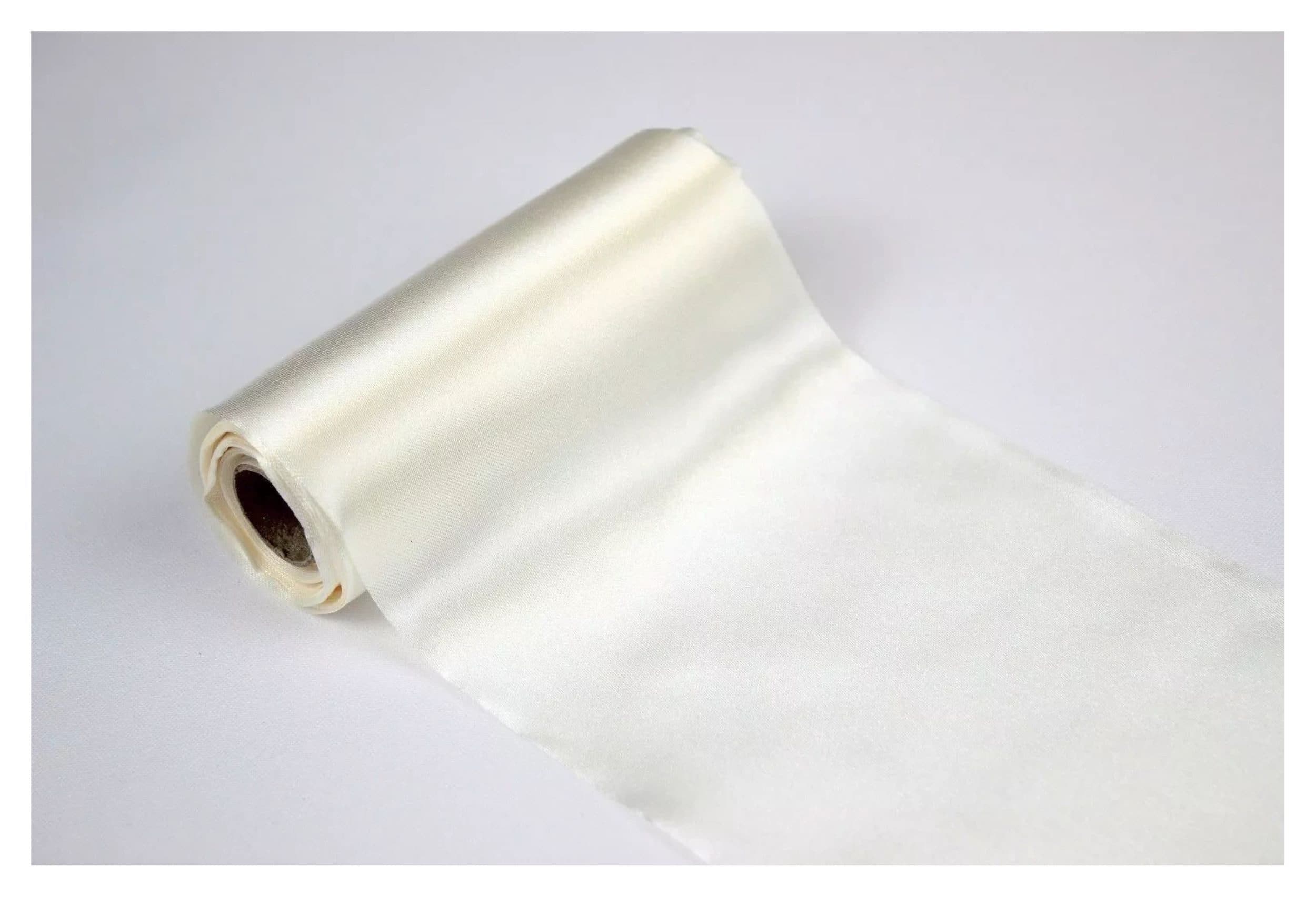 Jirex Trading Company Satin Tischläufer Weiß 12cm x 9m
