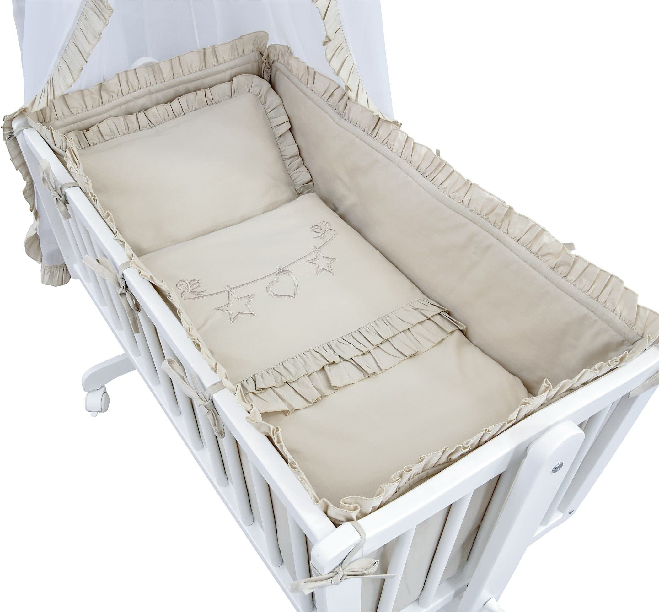 Baby-Delux Babybettwäsche Wiegenset Royal Rüsche 6-teilig Beige/Weiß - Bild 2