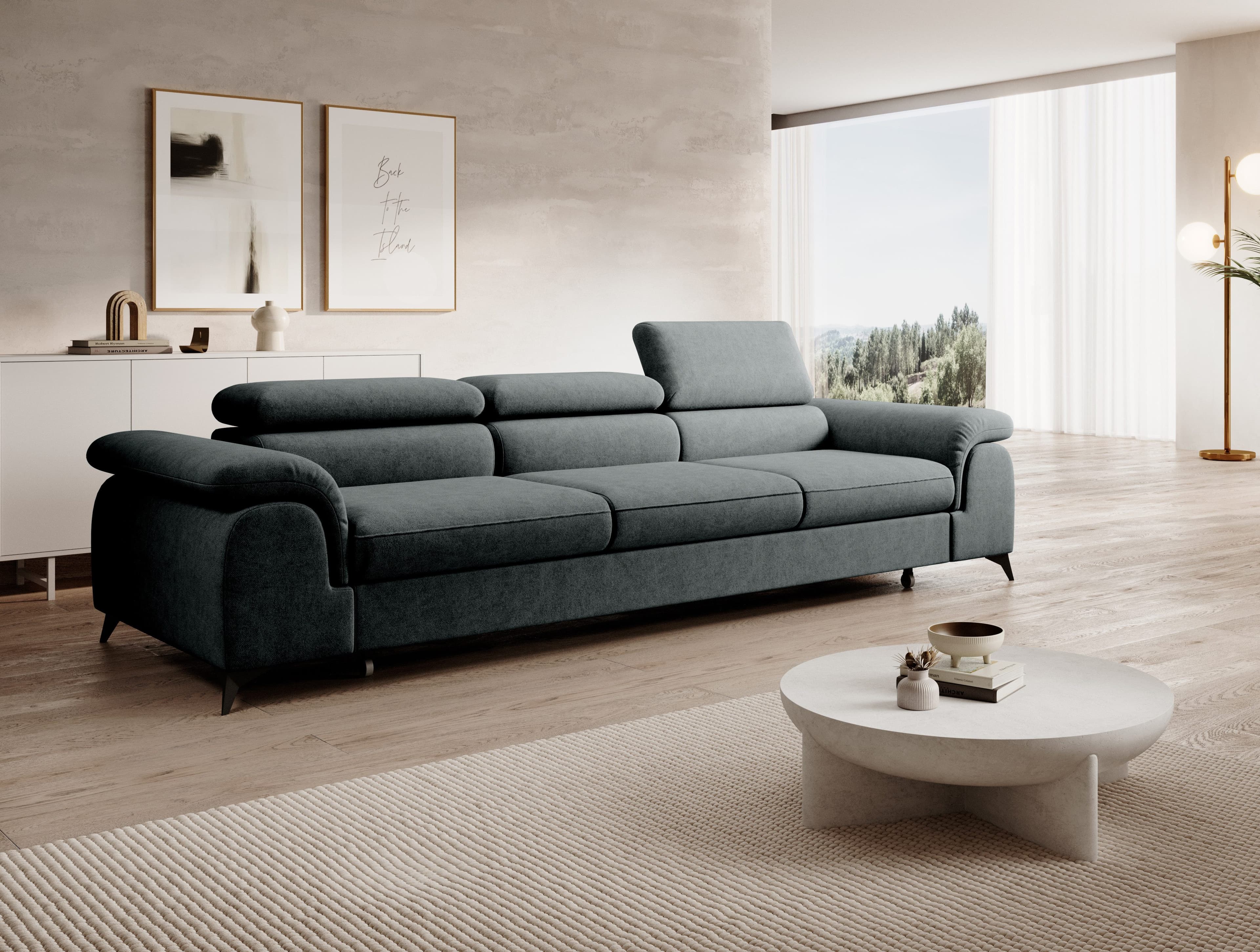 Muffo Sofa Plaza 3 Schlafsofa Dunkelgrau mit verstellbaren Kopfstützen - Bild 2