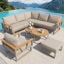 KLAM HOME Gartenlounge-Set Grau/Beige Modular 7-tlg. mit Kissen Bild 2