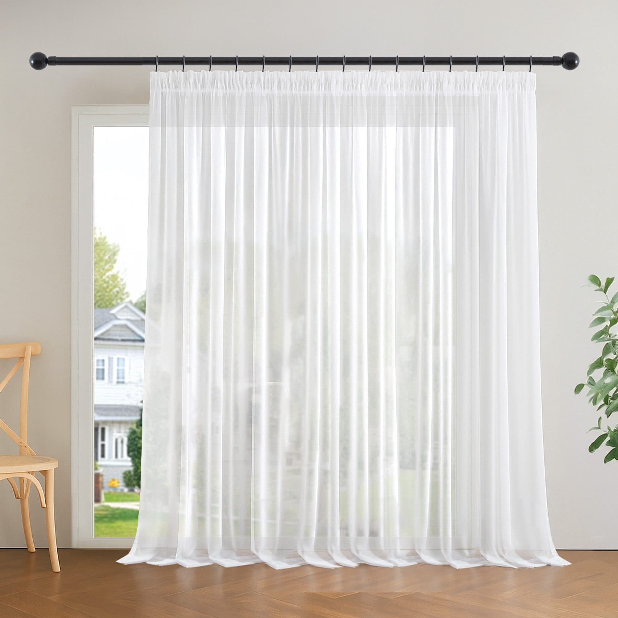 Deconovo Vorhang mit Kräuselband Weiß Voile Gardine für Schienen - Bild 2